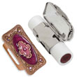 Copper-tone Purple Enameled Lipstick Holder