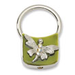 Silver-tone Dragonfly With Crystals Olive Enamel Key Fob