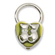 Silver-tone Cats With Crystals Olive Enamel Key Fob