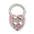 Silver-tone Cats With Crystals Pink Enamel Key Fob