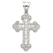 Picture of Sterling Silver Cubic Zirconia Budded Cross Pendant
