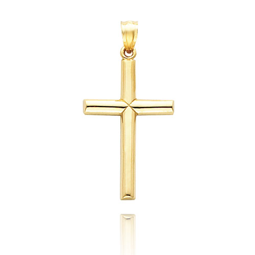14K Yellow Gold Simple Polished Cross Pendant