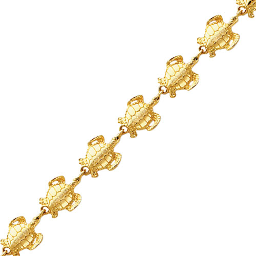 14K Gold Sea Turtle Link Bracelet